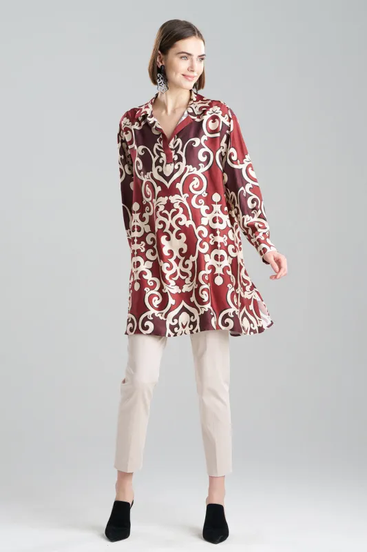 Leticia Printed Crepe Oversized Shirt sold by Natori