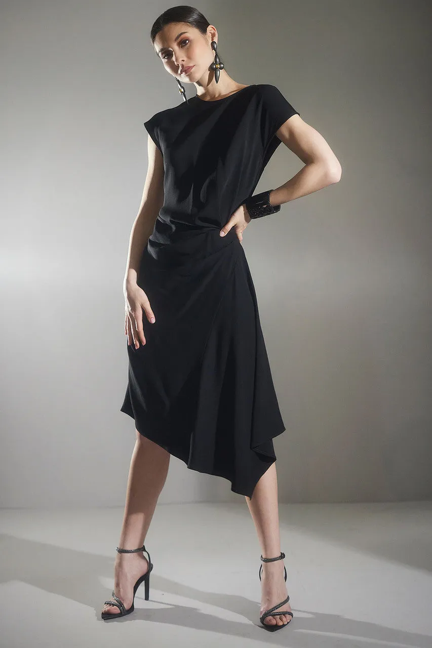 Stretch Crepe Side Drape Dress sold by Natori