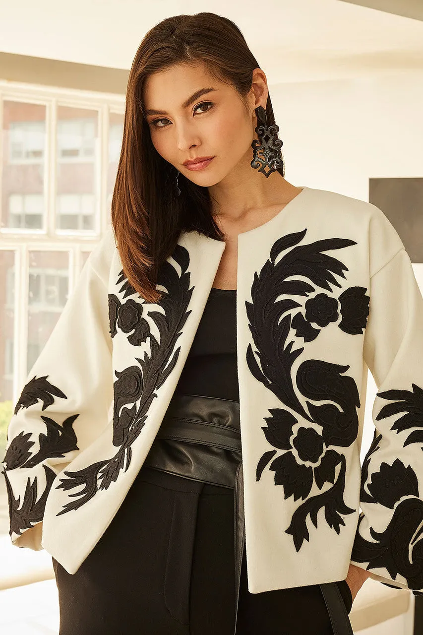 Felt Embroidered Crop Jacket sold by Natori