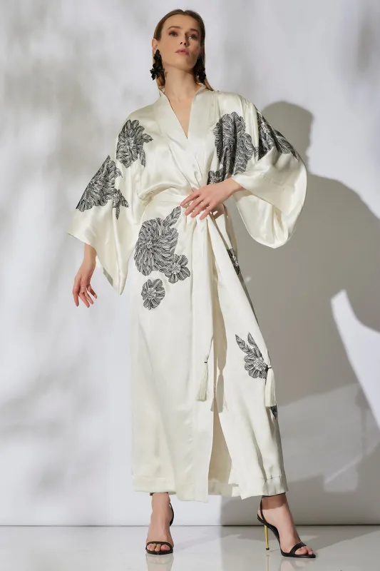 Couture Miyoshi Embroidered Silk Robe sold by Natori