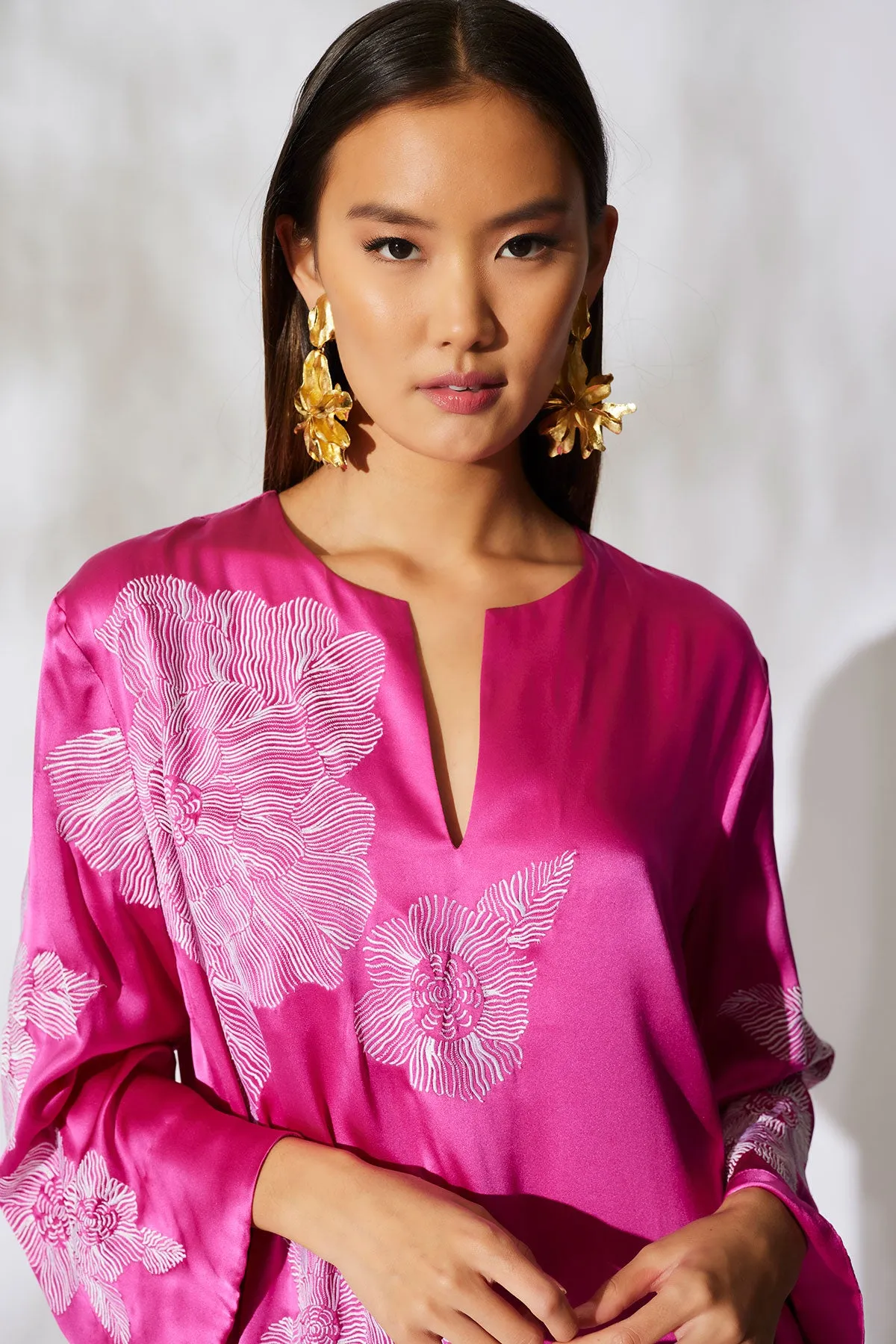Couture Miyoshi Embroidered Silk Caftan sold by Natori product image thumbnail 4