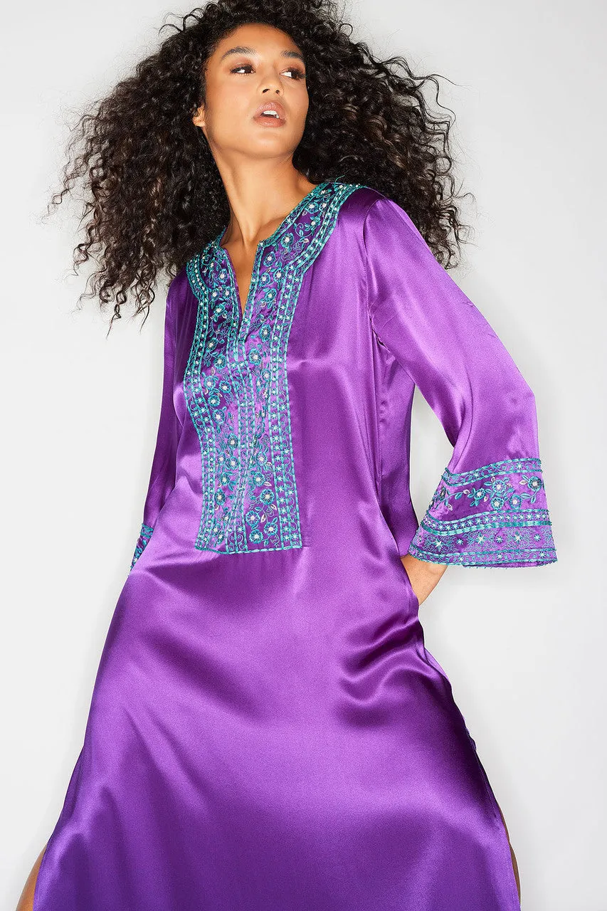 Couture Ysobel Embroidered Silk Caftan sold by Natori