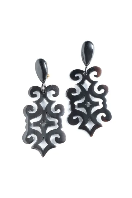 Buffalo Horn Cut Out Earrings sold by Natori