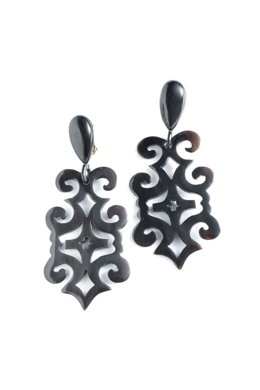Buffalo Horn Cut Out Earrings sold by Natori