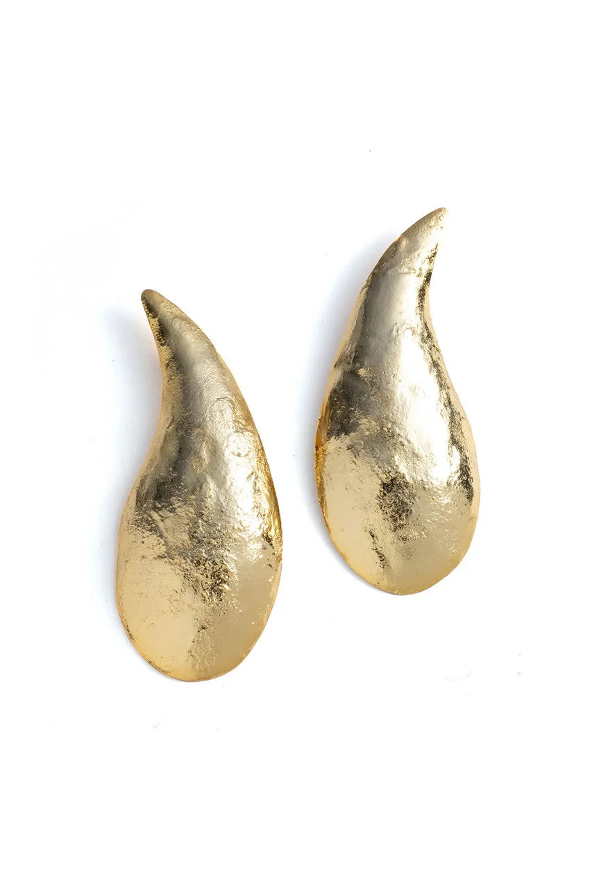 Gold Plated Brass Teardrop Earrings sold by Natori