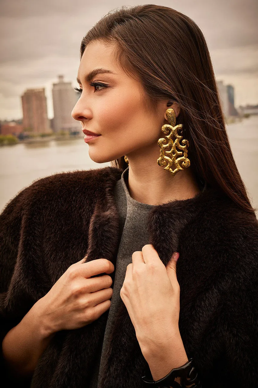 Gold Plated Brass Teardrop Cut Out Earrings sold by Natori product image thumbnail 2