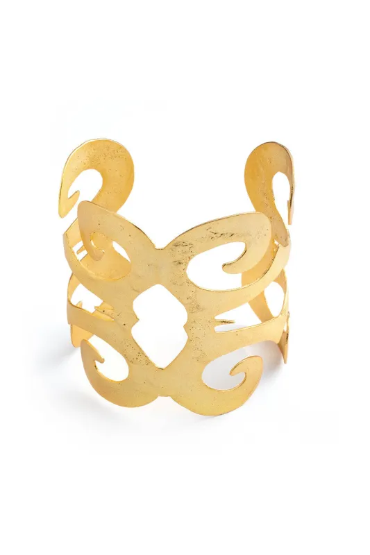 Gold Plated Brass Cut Out Bangle sold by Natori