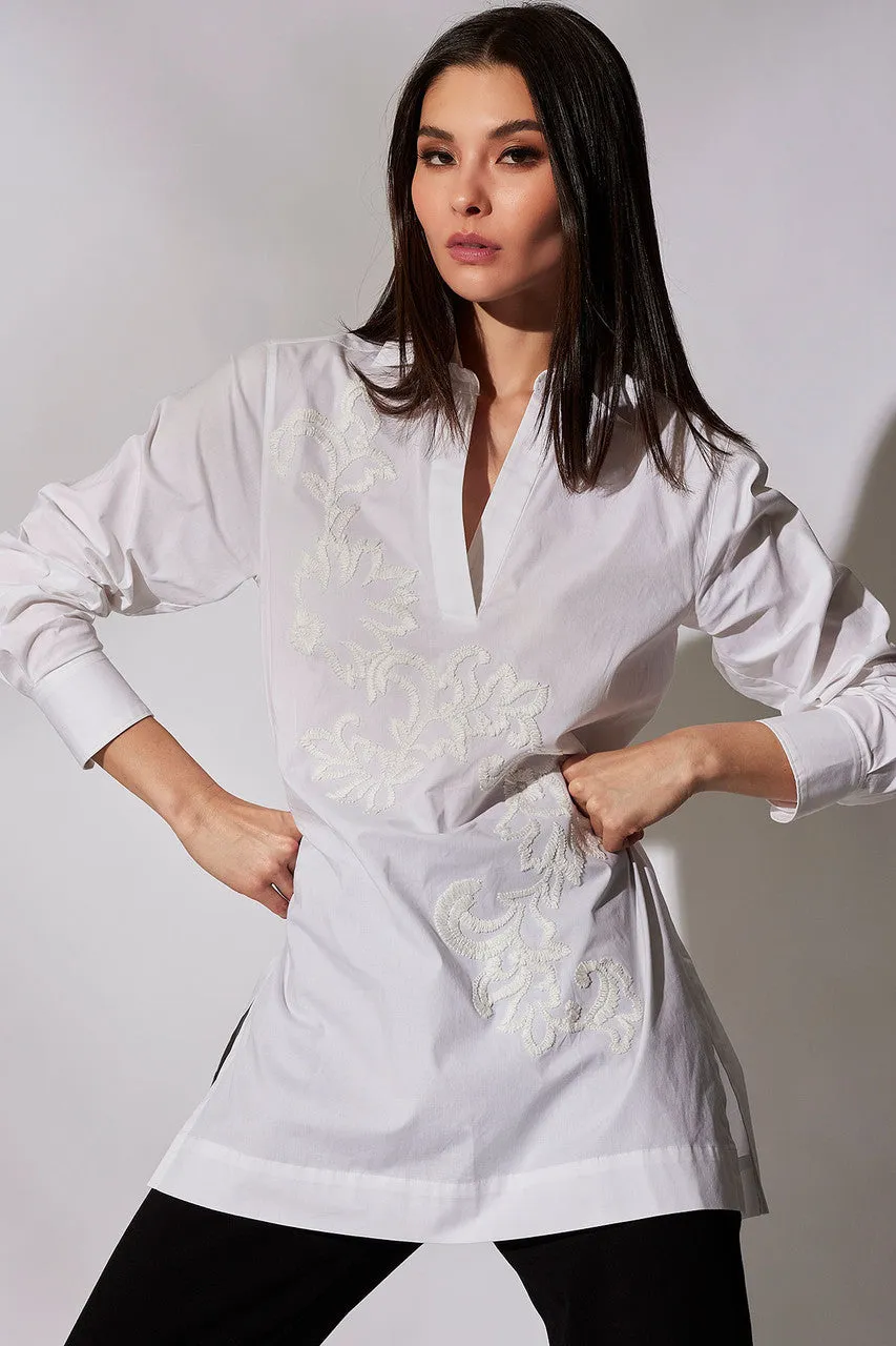 Cotton Poplin Embroidered Tunic Shirt sold by Natori