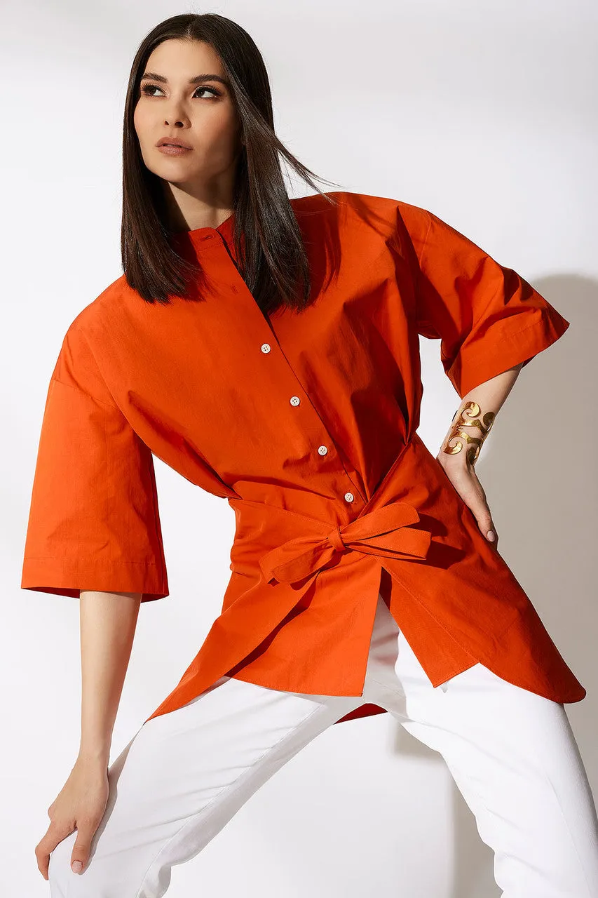 Tech Cotton Taffeta Kimono Wrap Shirt sold by Natori