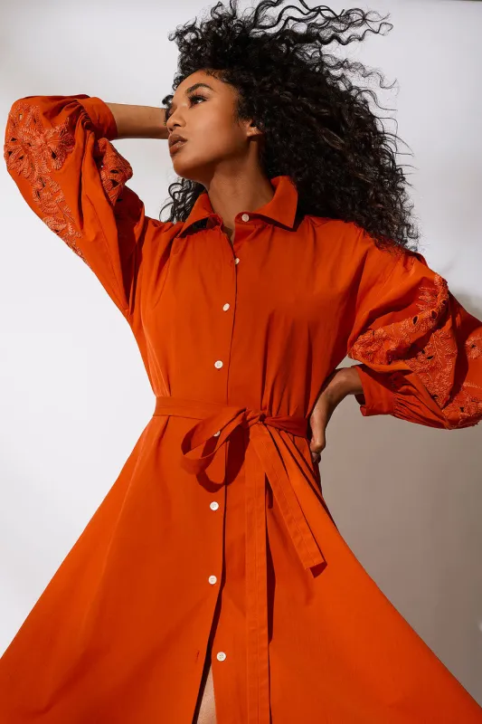 Tech Cotton Taffeta Embroidered Shirtdress sold by Natori