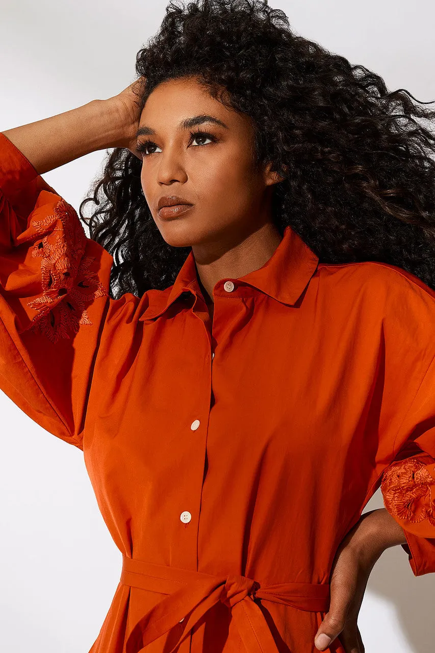 Tech Cotton Taffeta Embroidered Shirtdress sold by Natori product image thumbnail 5