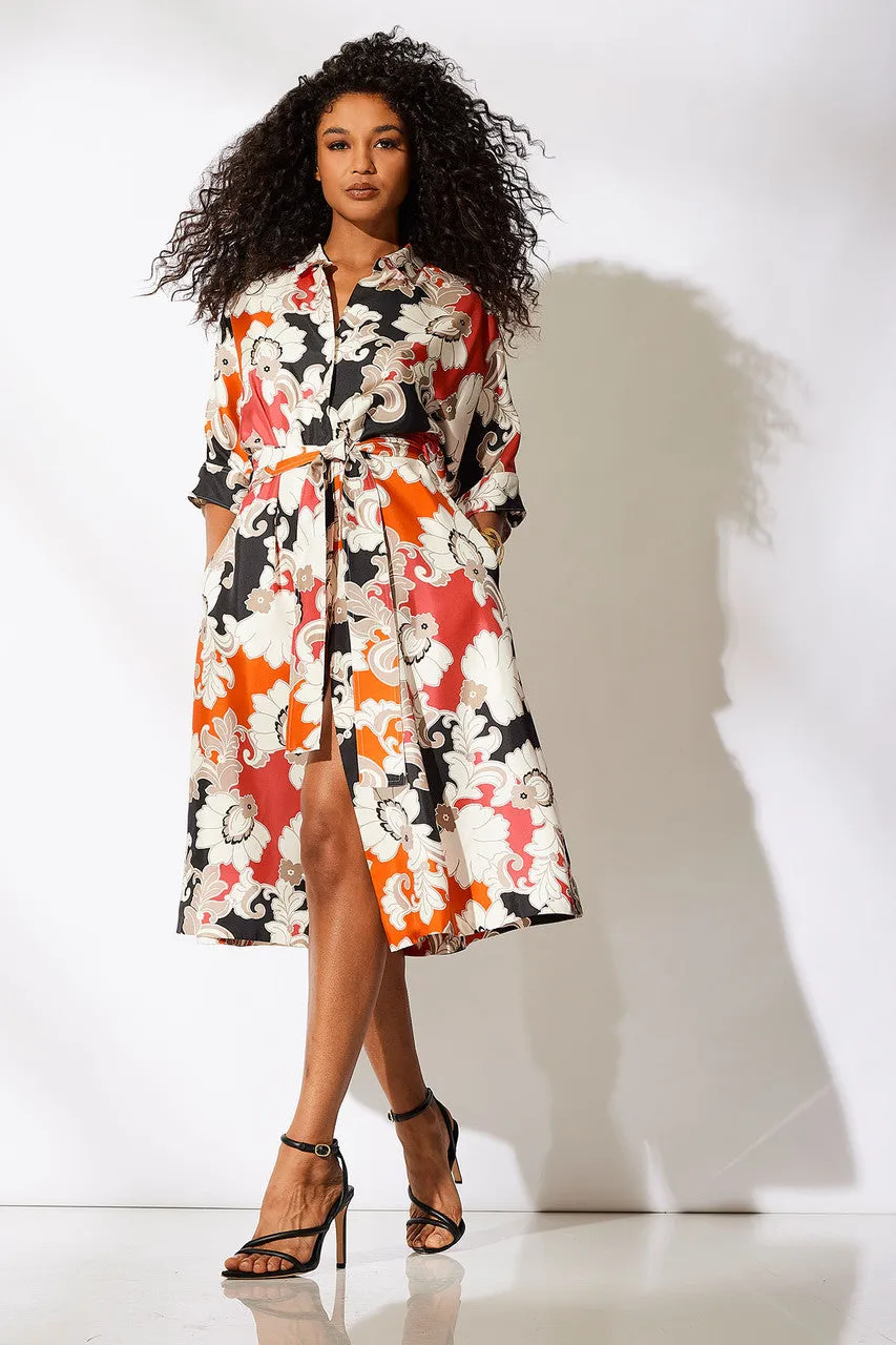 Cressida Printed Silk Twill Belted Shirtdress sold by Natori product image thumbnail 4