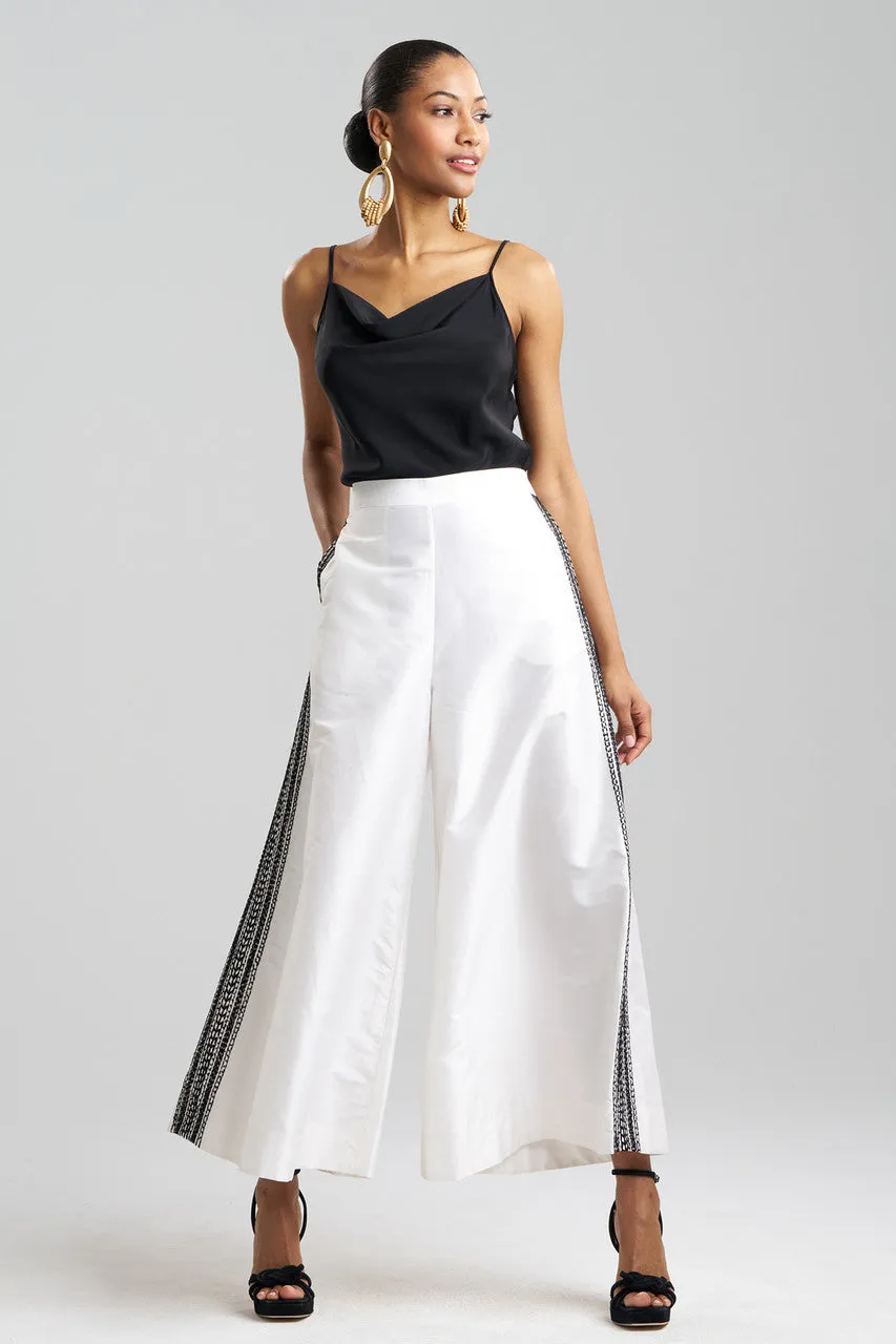 Couture Silk Dupioni Embroidered Trim Palazzo Pants sold by Natori product image thumbnail 2