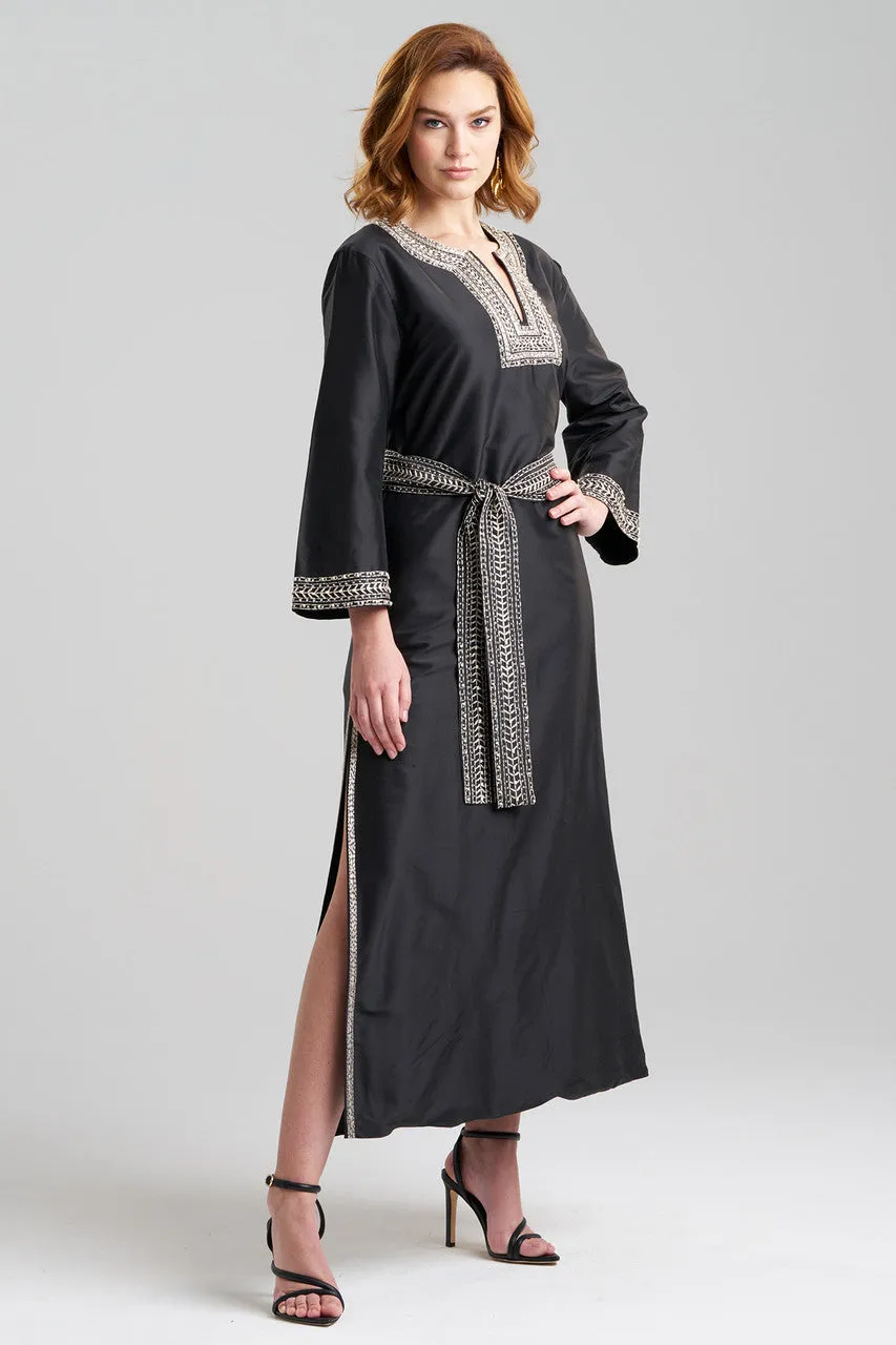 Couture Silk Dupioni Embroidered Trim Caftan sold by Natori