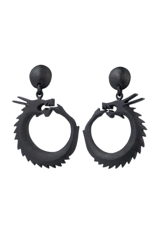Buffalo Horn Dragon Drop Earrings sold by Natori