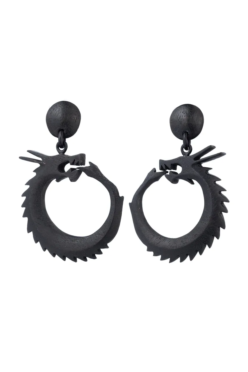 Buffalo Horn Dragon Drop Earrings sold by Natori