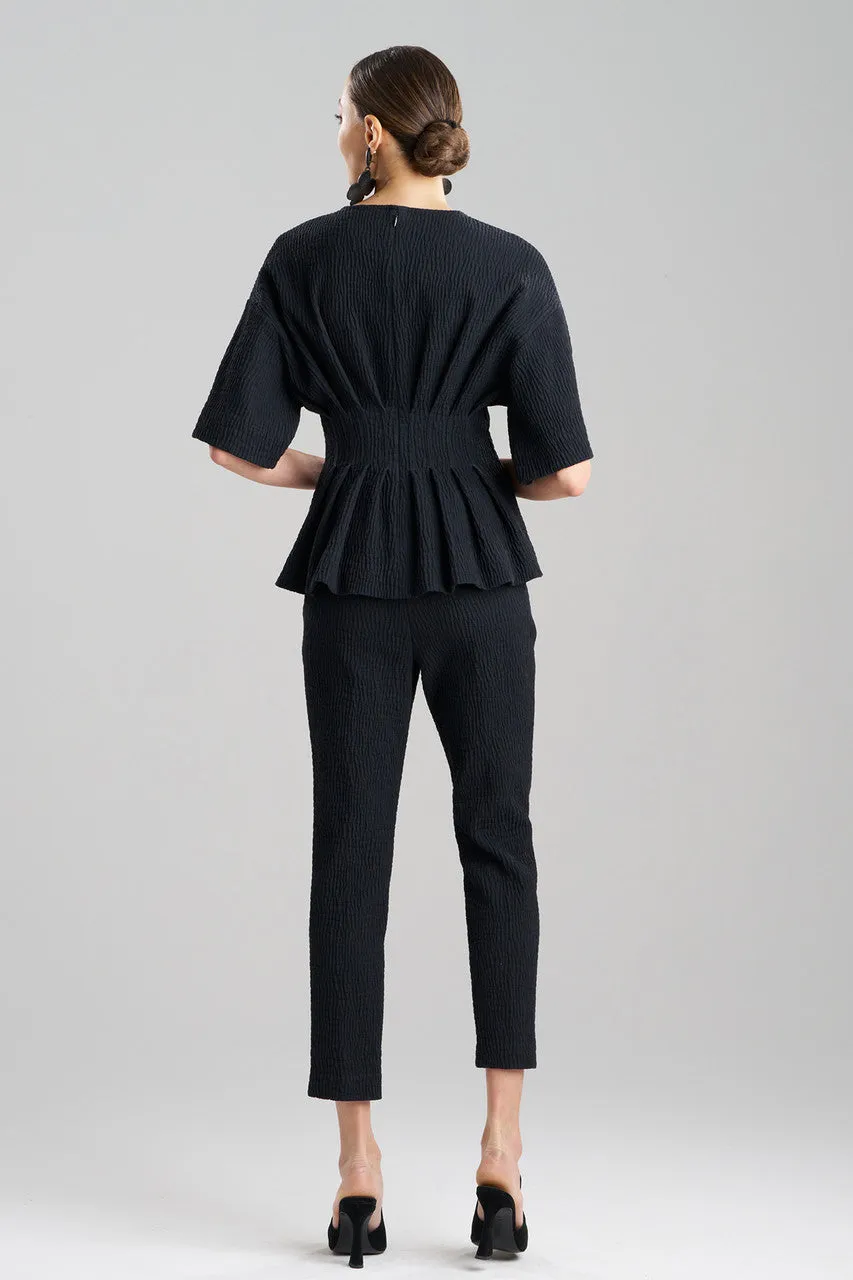 Textured Cotton Jacquard Pleated Peplum Top sold by Natori product image thumbnail 2