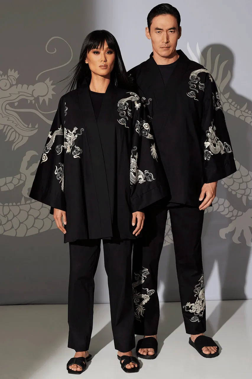 Dragon Techno Poplin Embroidered Unisex Kimono sold by Natori