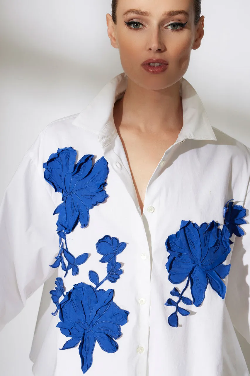 Cotton Poplin Embroidered Trapeze Shirt sold by Natori