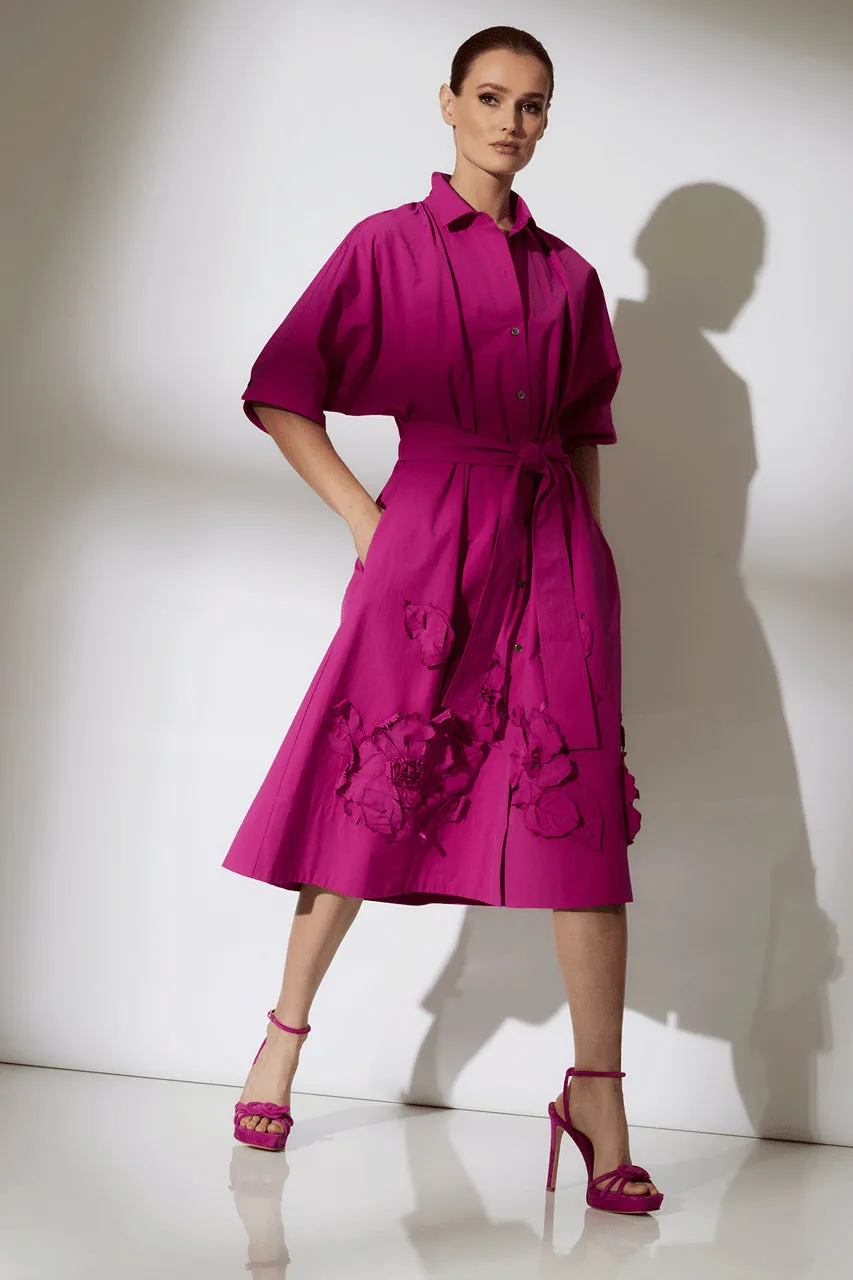 Tech Cotton Taffeta Embroidered Belted Dress sold by Natori