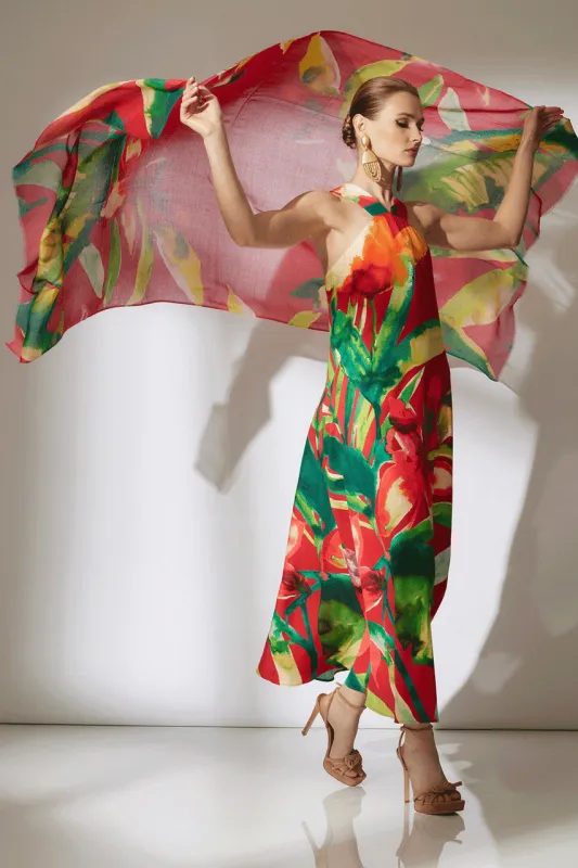 Mallorca Printed Cotton Silk Halter Dress sold by Natori