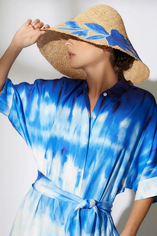 Santorini Printed Cotton Silk Belted Shirtdress sold by Natori