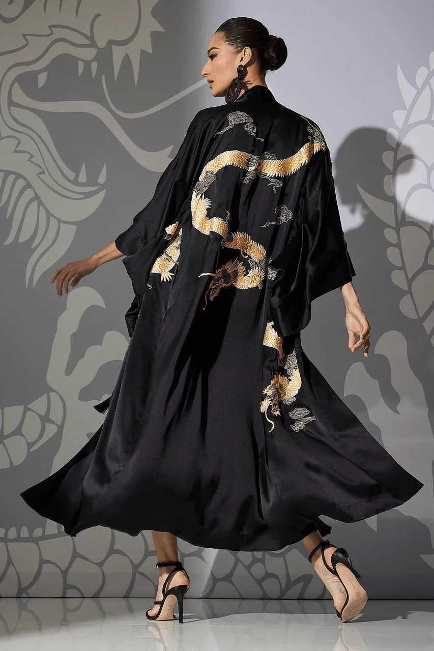 Couture Lucky Dragon Embroidered Silk Robe sold by Natori