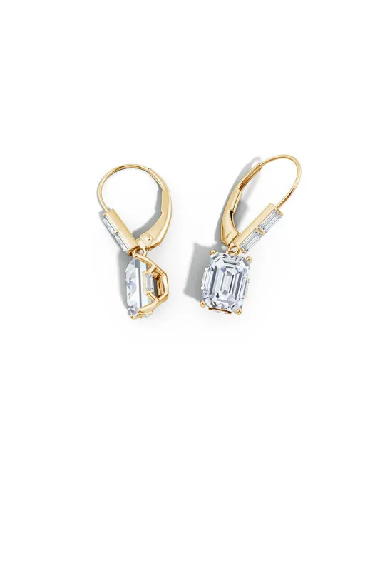 Orient Express Lab-Grown 14K Gold & Emerald Cut Diamond Earrings made by Natori