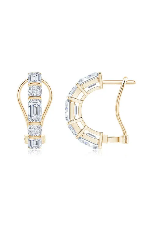 Orient Express Lab-Grown 14K Gold Emerald Cut & Cushion Diamond Half Hoop Earrings sold by Natori product image thumbnail 2