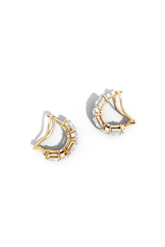 Orient Express Lab-Grown 14K Gold Emerald Cut & Cushion Diamond Half Hoop Earrings made by Natori