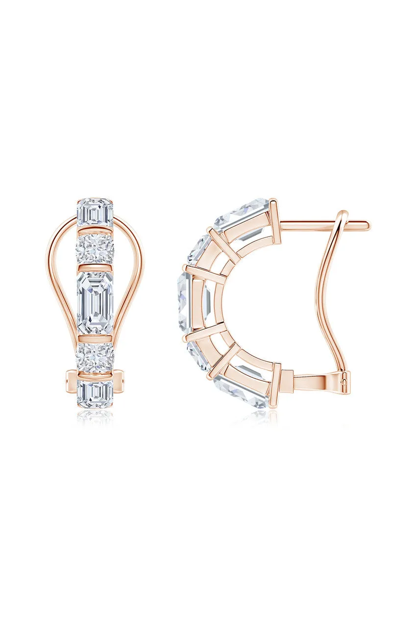 Orient Express Lab-Grown 14K Gold Emerald Cut & Cushion Diamond Half Hoop Earrings sold by Natori product image thumbnail 2