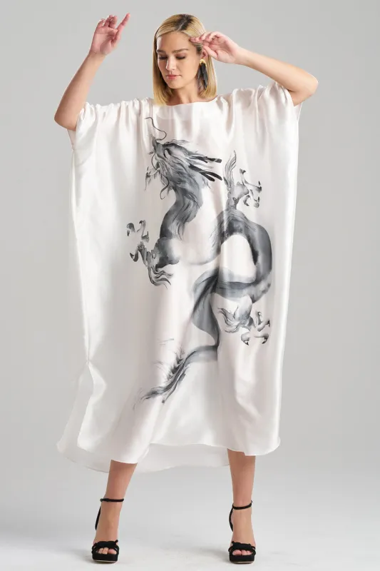 Ink Dragon Silk Caftan sold by Natori