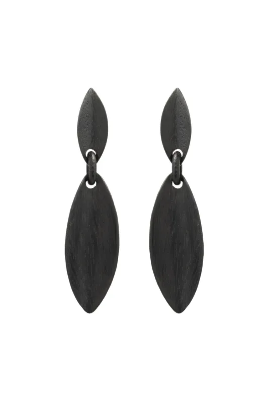 Acacia Wood Leaf Large Earrings sold by Natori