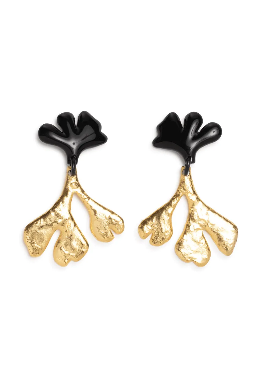 Gold Plated Leaf Large Two Tone Earrings sold by Natori