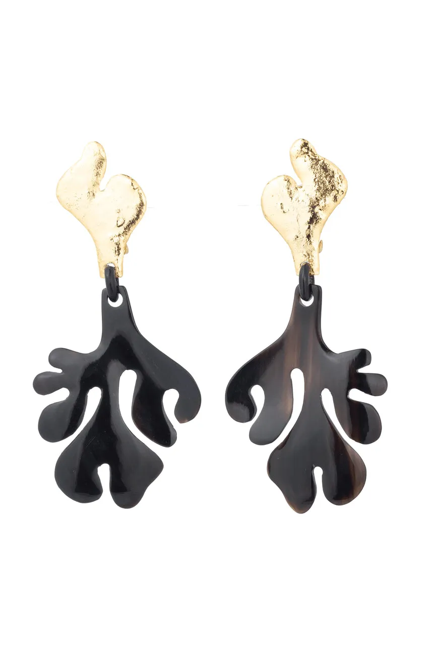 Gold Plated Leaf Two Tone Earrings sold by Natori