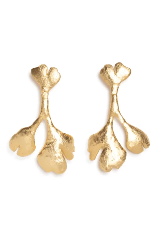 Gold Plated Leaf Large Earrings sold by Natori