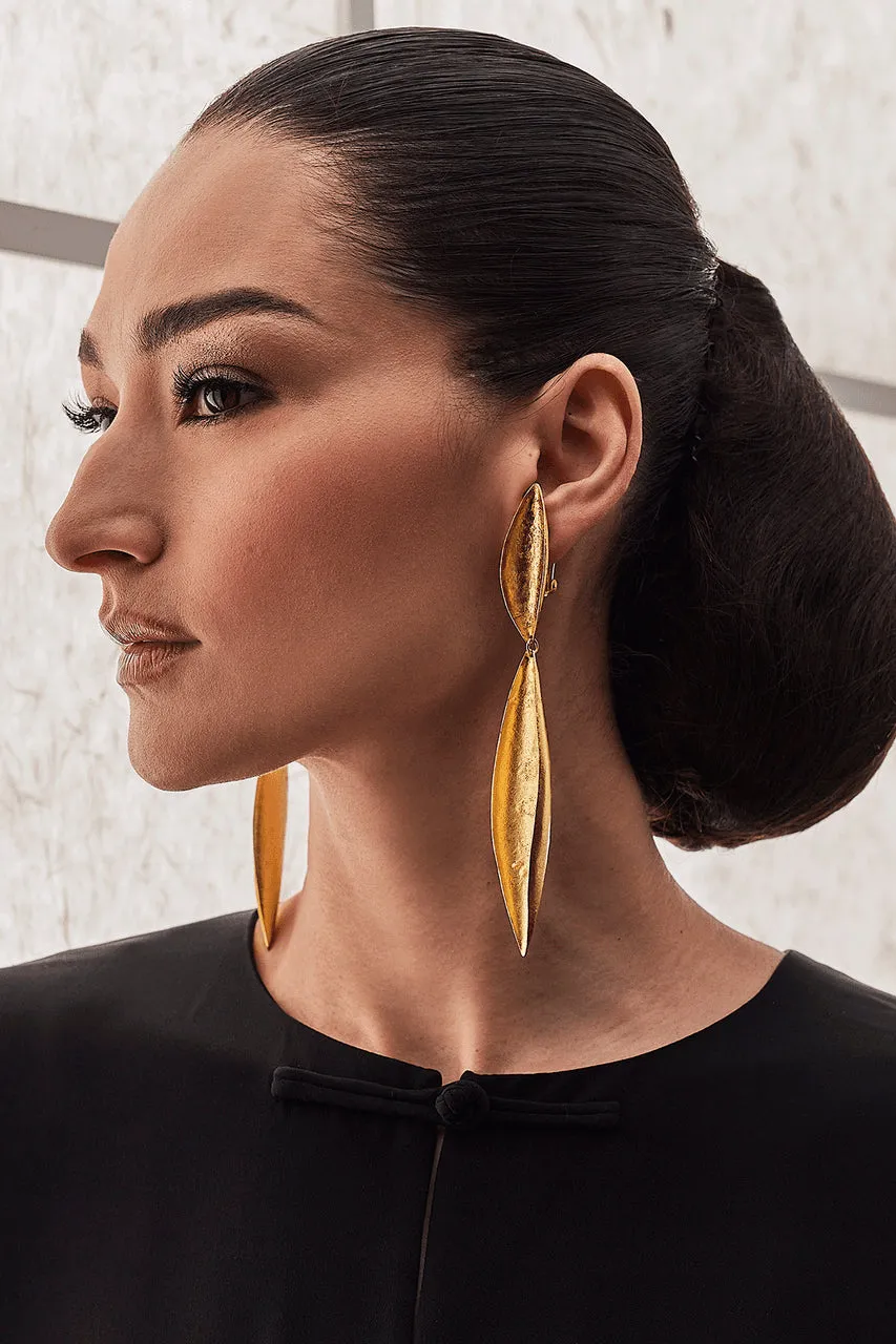 Gold Plated Leaf Earrings sold by Natori product image thumbnail 2