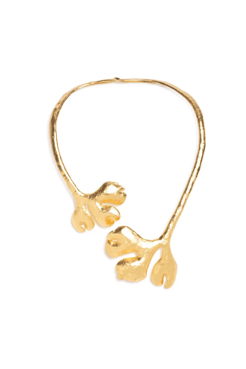 Gold Plated Leaf Choker Necklace sold by Natori