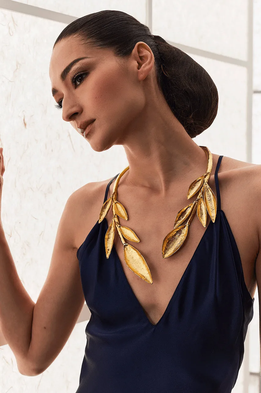 Gold Plated Leaf Long Choker Necklace sold by Natori product image thumbnail 2