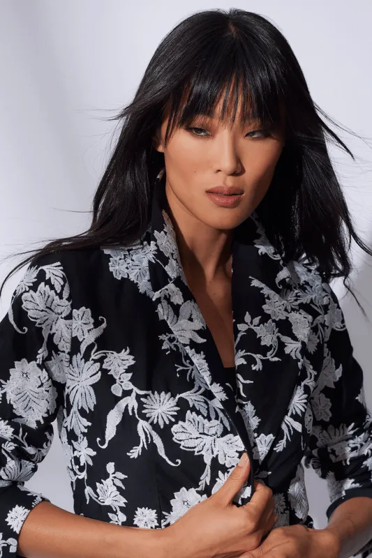 Tangier Embroidered Cotton Tailored Blazer sold by Natori