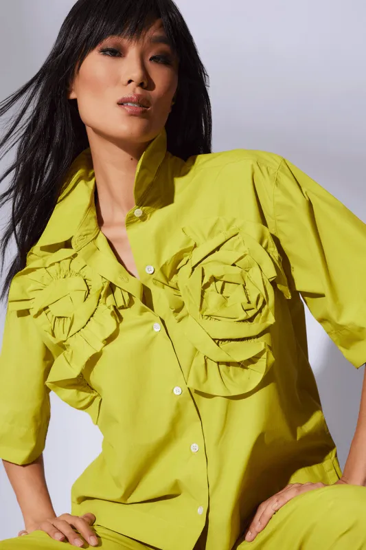 Techno Poplin Embroidered Shirt sold by Natori