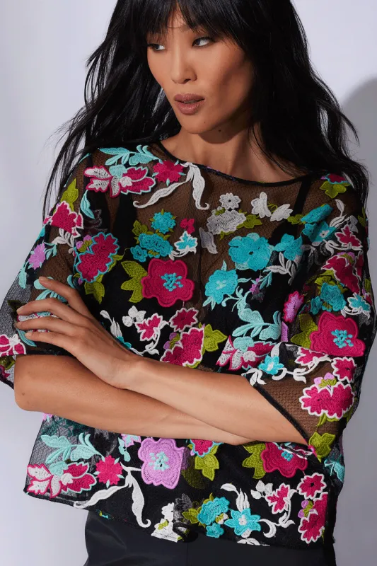 Tangier Embroidered Tulle Top sold by Natori