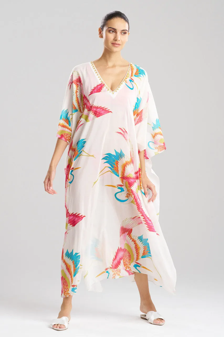 Crane Cotton Silk Sequined Sheer Caftan sold by Natori