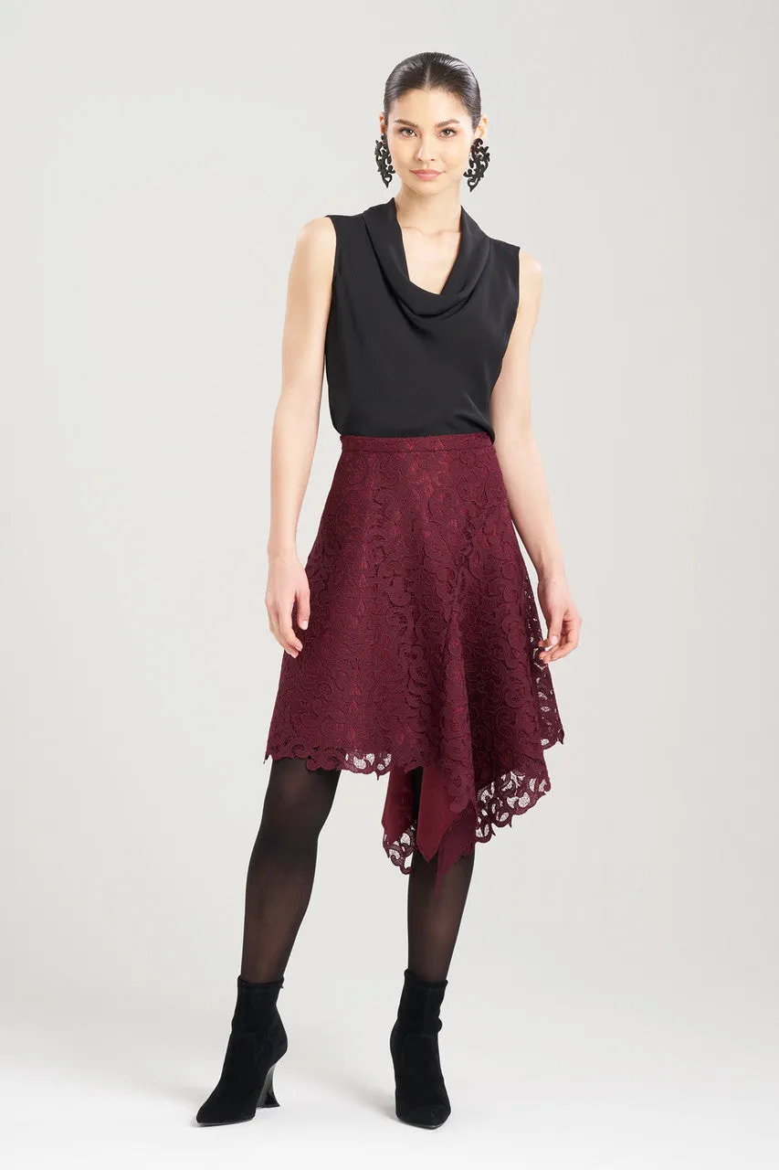 Scroll Lace Asymmetric Skirt sold by Natori