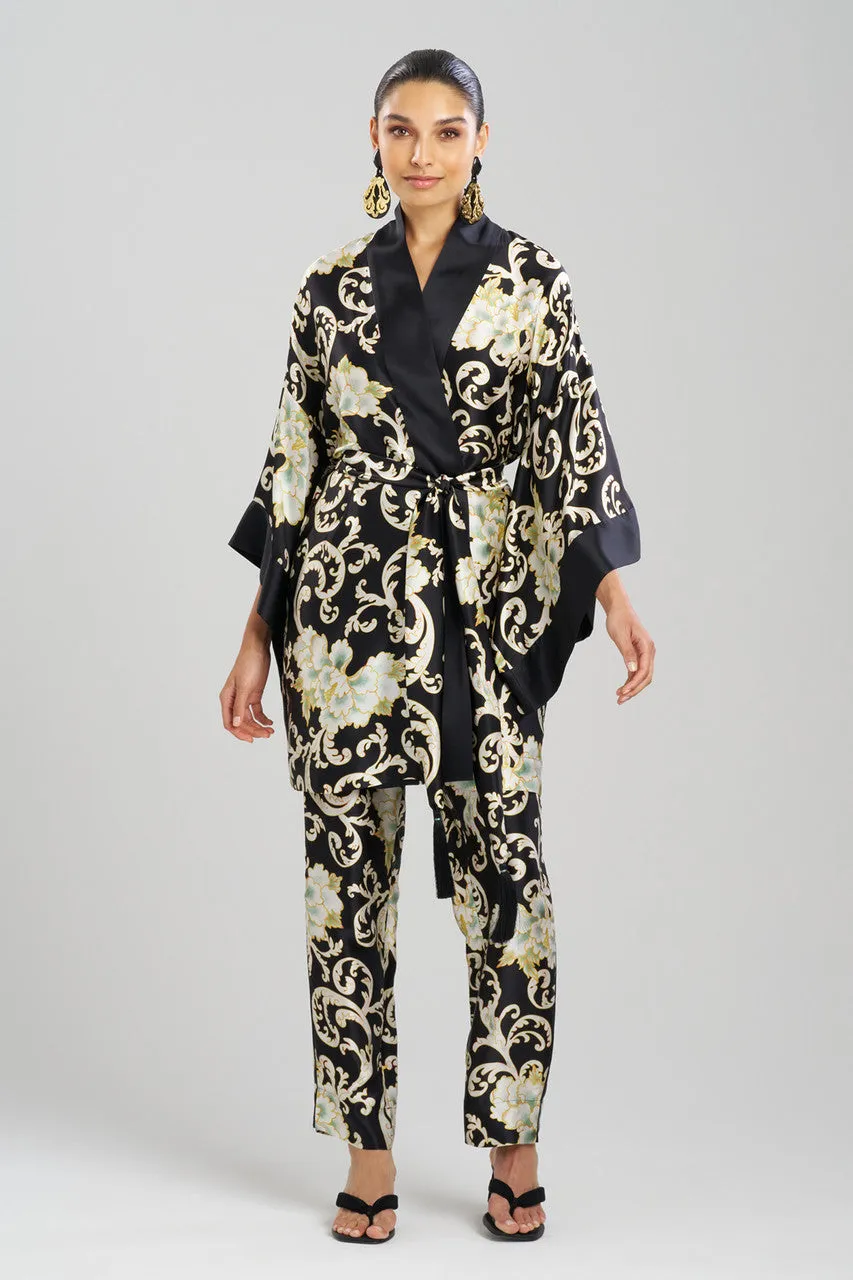 Camille Floral Scroll Kimono Silk Wrap sold by Natori