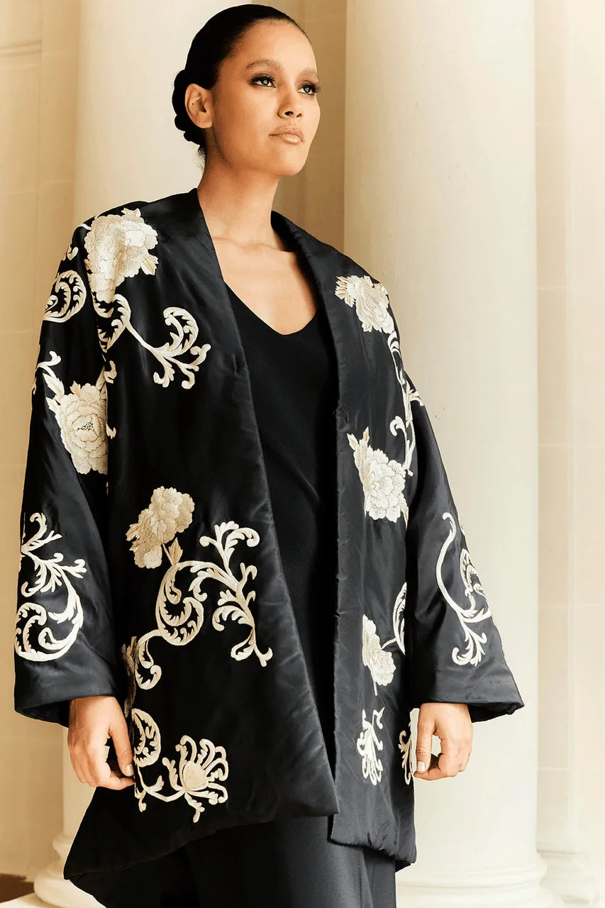 Couture Silk Taffeta Embroidered Coat sold by Natori product image thumbnail 4