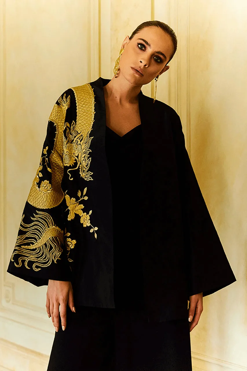 Couture Silk Taffeta Embroidered Dragon Coat sold by Natori product image thumbnail 3