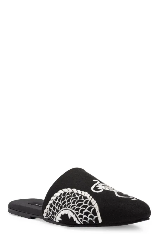 Dragon Embroidered Felt Slide sold by Natori