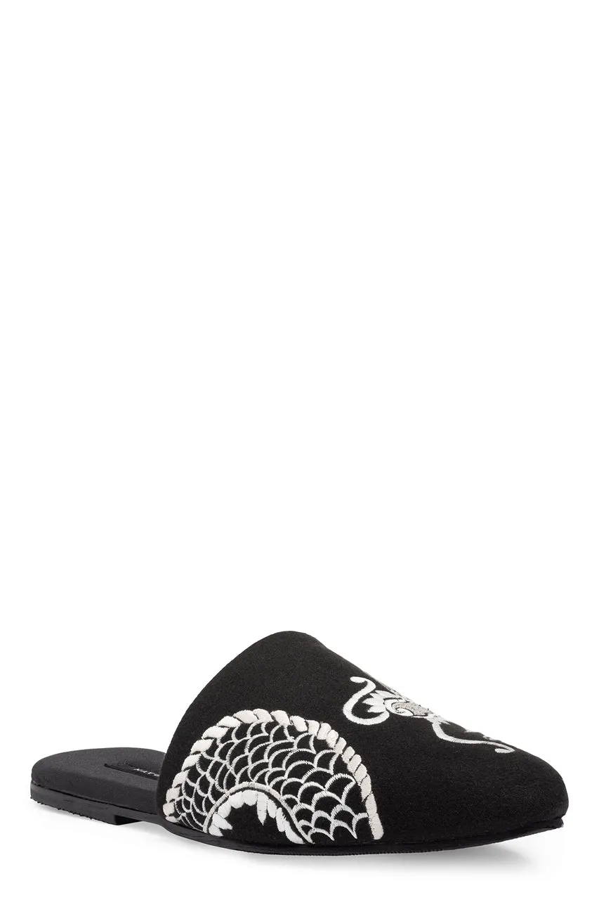 Dragon Embroidered Felt Slide sold by Natori