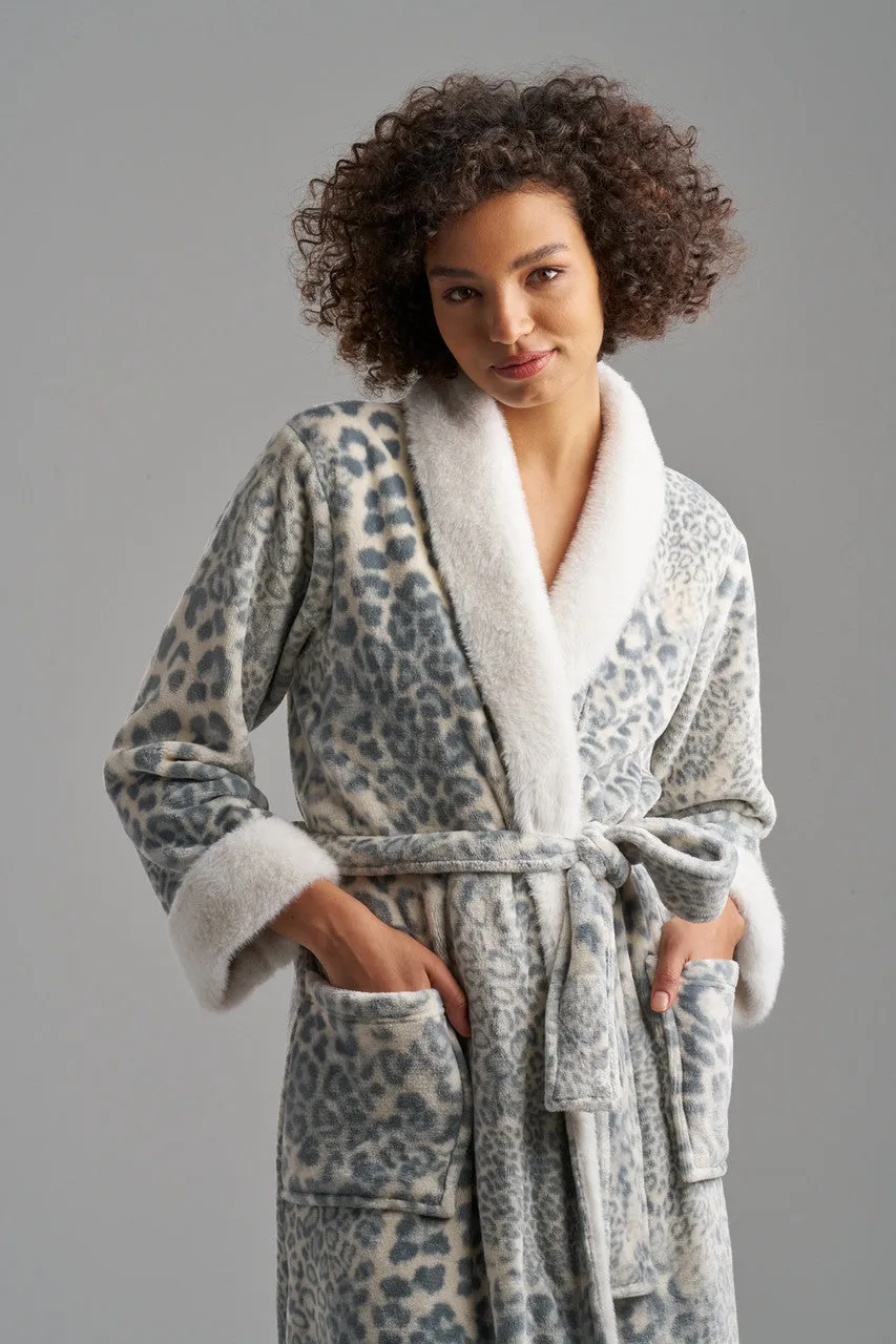 Cashmere Leopard Faux Fur Collar Robe sold by Natori product image thumbnail 5